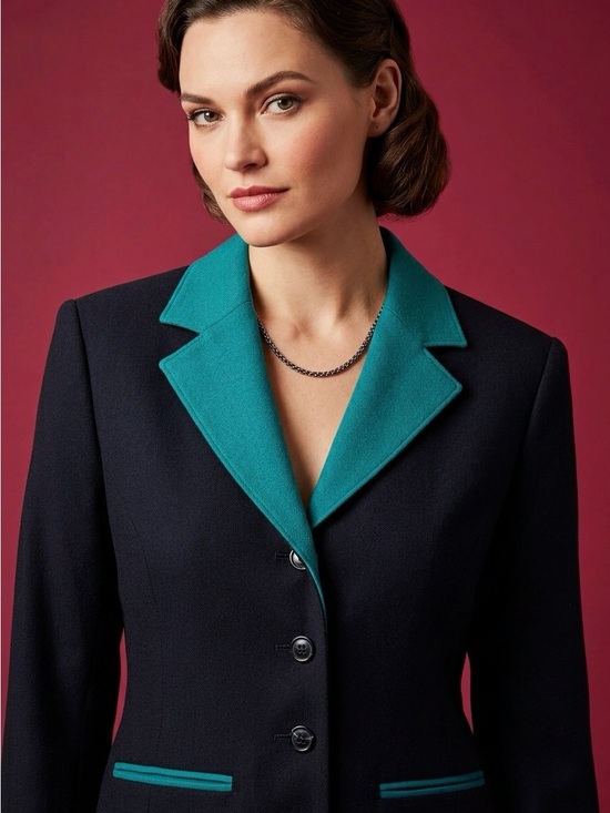 Pendleton Jackets & Blazers - Vintage 70s Pendleton Wool Blazer Navy Teal Trim Contrast Lapel Academia Sz M